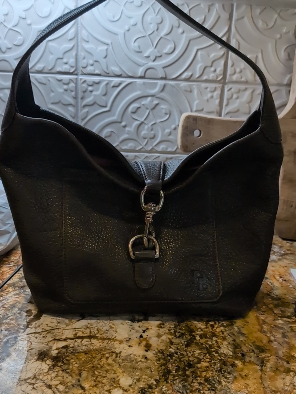 Dooney & Bourke Leather Shoulder Bag with Silver Hardware
